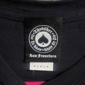 Thrasher Black Tee with Yellow and Orange Flame Design